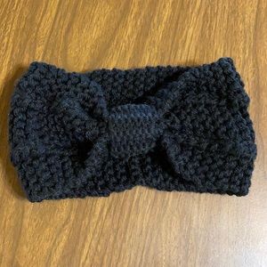 Knitted Bow Head Band-Black